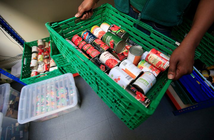 Food being sorted at a food bank