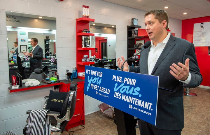 Federal Conservative leader Andrew Scheer speaks at a campaign event in Hamilton, Ont. on Sept. 18, 2019.