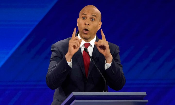 Senator Cory Booker speaks during the 2020 Democratic U.S. presidential debate in Houston, Texas, U.S. September 12, 2019. REUTERS/Mike Blake