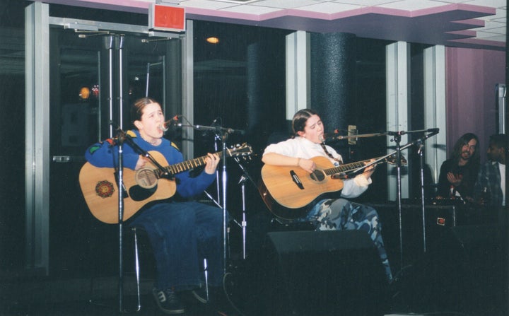 Tegan and Sara Quin performing together when they were still in high school.