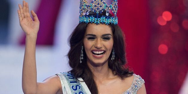 Miss India Manushi Chhilar wins the 67th Miss World contest final in Sanya, on the tropical Chinese island of Hainan on November 18, 2017. / AFP PHOTO / NICOLAS ASFOURI (Photo credit should read NICOLAS ASFOURI/AFP/Getty Images)