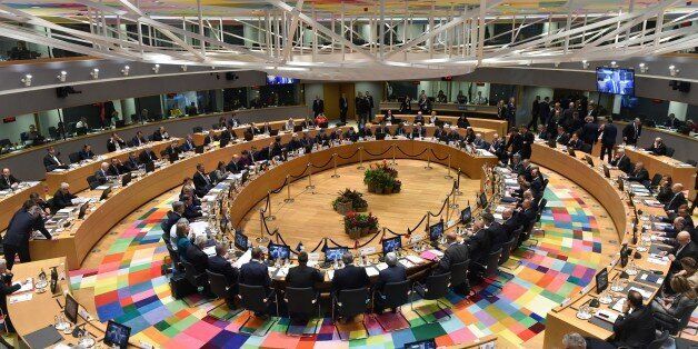 A general view shows political leaders sitting at the round table for an ?EU Eastern Partnership summit with six eastern partner countries at the European Council in Brussels on November 24, 2017. / AFP PHOTO / POOL / JOHN THYS (Photo credit should read JOHN THYS/AFP/Getty Images)