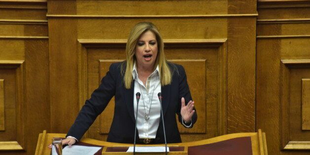 HELLENIC PARLIAMENT, ATHENS, ATTIKI, GREECE - 2017/04/12: Fofi Genimata leader of Democratic Coalition and President of Pasok party during her speech at Hellenic Parliament. (Photo by Dimitrios Karvountzis/Pacific Press/LightRocket via Getty Images)