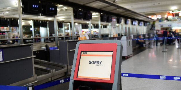 A picture taken on September 29, 2017 shows empty check-in area at Ataturk International airport in Istanbul. A ban on international flights into Iraqs Kurdish region was being imposed on Friday after the Baghdad government retaliated against a vote for independence that has drawn opposition from foreign powers. / AFP PHOTO / YASIN AKGUL (Photo credit should read YASIN AKGUL/AFP/Getty Images)