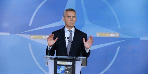 BRUSSELS, BELGIUM - OCTOBER 26: NATO Secretary General Jens Stoltenberg holds a press conference at NATO headquarters in Brussels, Belgium on October 26, 2017. (Photo by Dursun Aydemir/Anadolu Agency/Getty Images)