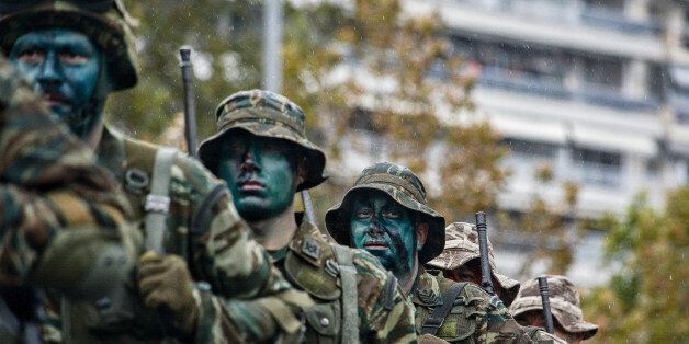 THESSALONIKI, GREECE - 2017/10/28: Greek special unit seen during the military parade.Military Parade for the celebration of WWII National Anniversary of '28th October 1940'. (Photo by Giorgos Zachos/SOPA Images/LightRocket via Getty Images)
