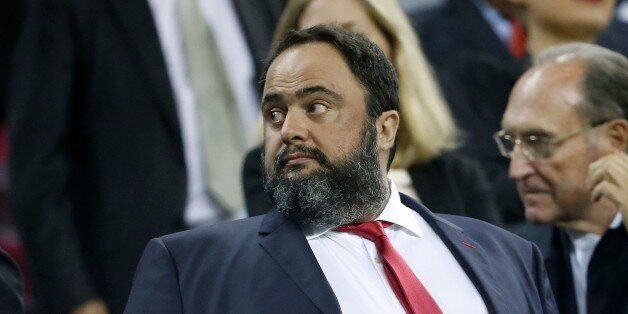 owner Evangelos Marinakis of Olympiacos during the UEFA Champions League group D match between FC Barcelona and Olympiacos on October 18, 2017 at the Camp Nou stadium in Barcelona, Spain.(Photo by VI Images via Getty Images)