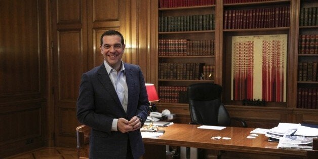 MAXIMOU MANSION, ATHENS, ATTIKI, GREECE - 2017/10/23: Greek Prime Minister Alexis Tsipras during the press conference with the Prime Minister of South Korea Lee Nak Yon. (Photo by Dimitrios Karvountzis/Pacific Press/LightRocket via Getty Images)