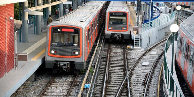 Trains at the train station.