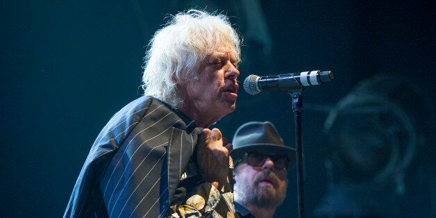 LONDON, ENGLAND - SEPTEMBER 08: Bob Geldof (L) and Dave Stewart of Dave Stewart And Friends perform at O2 Shepherd's Bush Empire on September 8, 2017 in London, England. (Photo by Imelda Michalczyk/Redferns)