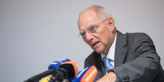 Wolfgang Schaeuble, Germany's finance minister, speaks during a news conference following an Ecofin meeting of European finance ministers in Luxembourg, on Tuesday, Oct. 10, 2017. As Jeroen Dijsselbloem's turbulent reign over euro-area finance ministers meetings comes to an end, horse-trading for his succession between the blocs countries and political groups is about to heat up. Photographer: Jasper Juinen/Bloomberg via Getty Images