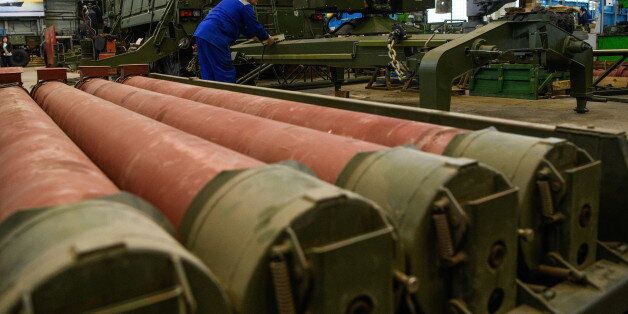 YEKATERINBURG, RUSSIA - MAY 18, 2017: Assembling a charging machine for S-300 and S-400 Triumf anti-aircraft missile systems at the 'Start' Research and Production Enterprise. The Enterprise is one of the leading Russian manufacturers of launch equipment for anti-aircraft missile systems, shipboard and air launchers, and ground handling complexes for missile systems. Throughout its existence, the 'Start' Research and Production Enterprise has launched batch production of more than 320 models of military equipment. Donat Sorokin/TASS (Photo by Donat Sorokin\TASS via Getty Images)
