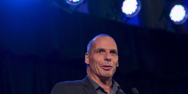 Former Greek Finance Minister Yanis Varoufakis speaks at a meeting organised by the People's Assembly in London, Britain September 14, 2015. REUTERS/Neil Hall