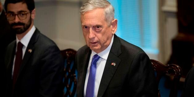US Secretary of Defense Jim Mattis (R) speaks about the deaths of four US soldiers in Niger earlier this month as he meets with his Israeli counterpart at the Pentagon in Arlington, Virginia, on October 19, 2017. / AFP PHOTO / SAUL LOEB (Photo credit should read SAUL LOEB/AFP/Getty Images)