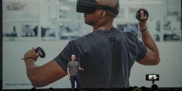 Mark Zuckerberg, chief executive officer and founder of Facebook Inc., speaks during the Oculus Connect 4 product launch event in San Jose, California, U.S., on Wednesday, Oct. 11, 2017. Facebook unveiled a cheaper virtual-reality headset that works without being tethered to a computer, rounding out its plan for pushing the emerging technology to the masses. Photographer: David Paul Morris/Bloomberg via Getty Images