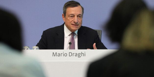 Mario Draghi, president of the European Central Bank (ECB), speaks during a news conference following the bank's interest rate decision, at the ECB headquarters in Frankfurt, Germany, on Thursday, Sept. 7, 2017. The European Central Bank opted to keep its stimulus settings unchanged for now as officials started cautiously sketching out the future of their quantitative-easing program. Photographer: Alex Kraus/Bloomberg via Getty Images