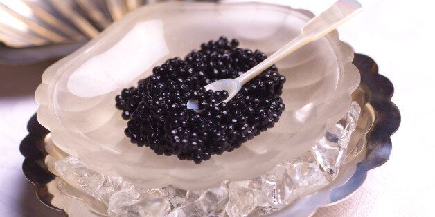 Caviar on ice with spoon