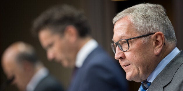 Klaus Regling, managing director of the European Stability Mechanism, speaks during a news conference following a Eurogroup meeting of European finance ministers in Brussels, Belgium, on Monday, July 10, 2017. U.K. companies are overwhelmingly opposed to Britain walking away from talks to leave the European Union without a deal, a survey by the British Chambers of Commerce shows. Photographer: Jasper Juinen/Bloomberg via Getty Images