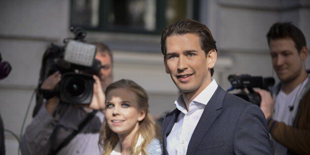 VIENNA, AUSTRIA - OCTOBER 15: Sebastian Kurz, leader of conservative OVP party, arrives at a polling station to cast his vote in parliamentary election in Vienna, Austria on October 15, 2017. (Photo by Omar Marques/Anadolu Agency/Getty Images)