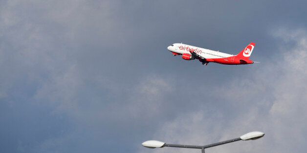 A plane of German airline Air Berlin takes off from Tegel airport in Berlin on October 12, 2017.Germany's biggest airline Lufthansa will buy up more than half of the aircraft of its bankrupt competitor Air Berlin, Lufthansa chief executive Carsten Spohr said. / AFP PHOTO / Tobias SCHWARZ (Photo credit should read TOBIAS SCHWARZ/AFP/Getty Images)