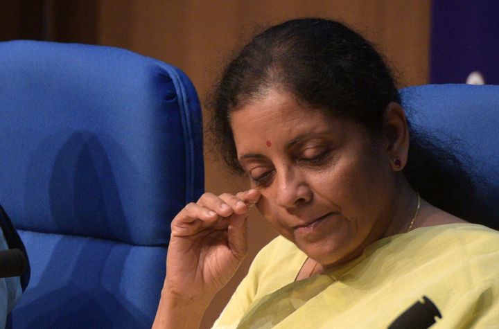 Finance Minister Nirmala Sitharaman during a press conference to announce the cabinet decision to ban e-cigarettes on September 18.