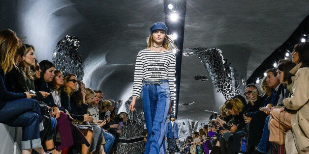 PARIS, FRANCE - SEPTEMBER 26: Sasha Pivovarova walks the runway during the Christian Dior show as part of the Paris Fashion Week Womenswear Spring/Summer 2018 on September 26, 2017 in Paris, France. (Photo by Peter White/Getty Images)