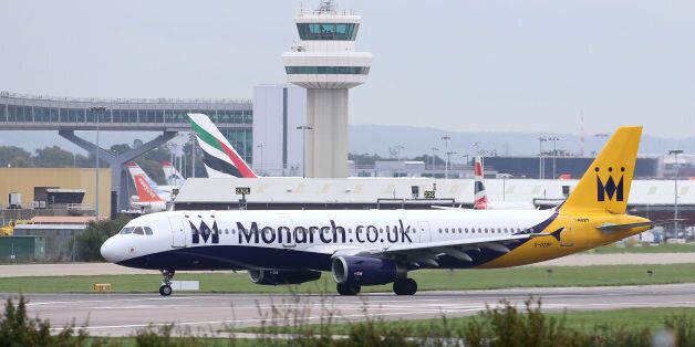 A Monarch airplane lands at Gatwick Airport, London, as the airline has been granted a 24-hour extension to its licence to sell package holidays. (Photo by Gareth Fuller/PA Images via Getty Images)