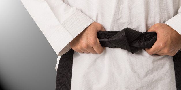 Martial arts black belt of taekwondo suit