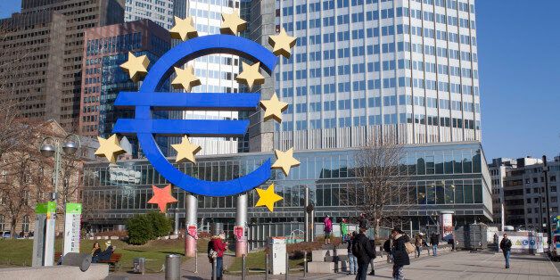 Frankfurt am Main, Germany - February 7, 2015: photo of European Central Bank, one of the world's most important central banks. it is situated in Frankfurt am Main city, Germany. Photo taken on February 7, 2015