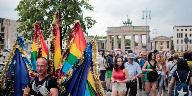 BERLIN, GERMANY - JULY 22: Thousands celebrate Christopher Street Day despite the heavy rains and thunderstorms on July 22, 2017 in Berlin, Germany.PHOTOGRAPH BY Simon Becker / Le Pictorium / Barcroft ImagesLondon-T:+44 207 033 1031 E:hello@barcroftmedia.com -New York-T:+1 212 796 2458 E:hello@barcroftusa.com -New Delhi-T:+91 11 4053 2429 E:hello@barcroftindia.com www.barcroftimages.com (Photo credit should read Simon/LePictorium/BarcroftImages / Barcroft Media via Getty Images)