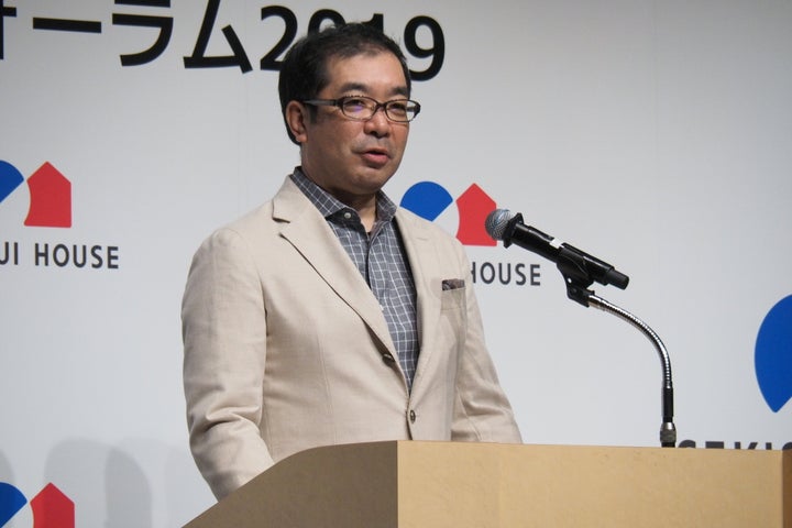 イクメンフォーラム2019に登壇する積水ハウスの仲井嘉浩社長（9月19日撮影）