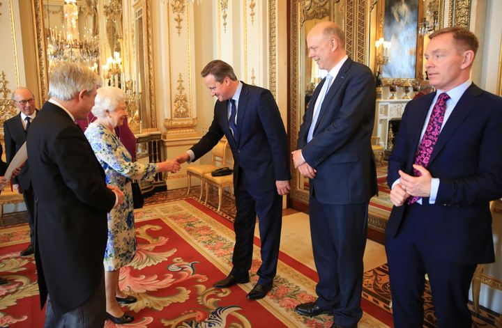 David Cameron greets the Queen in 2016.