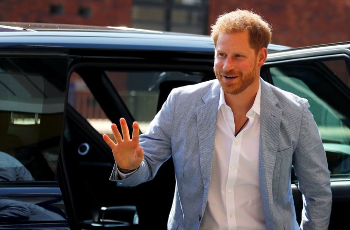 Britain's Prince Harry arrives at Sheffield Children's Hospital in Sheffield, United Kingdom, on July 25.