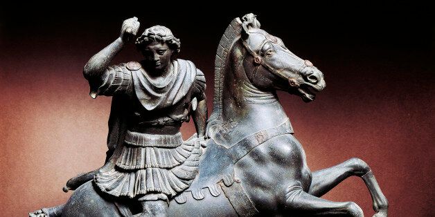 UNSPECIFIED - CIRCA 2002: Equestrian statue of Alexander the Great in bronze. Roman civilization, 1st century AD. Naples, Museo Archeologico Nazionale (Archaeological Museum) (Photo by DeAgostini/Getty Images)