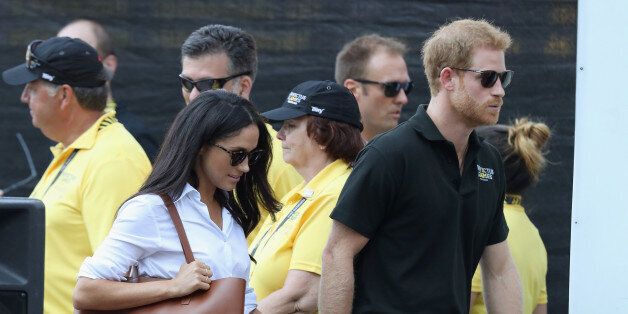 TORONTO, ON - SEPTEMBER 25: Prince Harry and Meghan Markle attend a Wheelchair Tennis match during the Invictus Games 2017 at Nathan Philips Square on September 25, 2017 in Toronto, Canada (Photo by Chris Jackson/Getty Images for the Invictus Games Foundation )