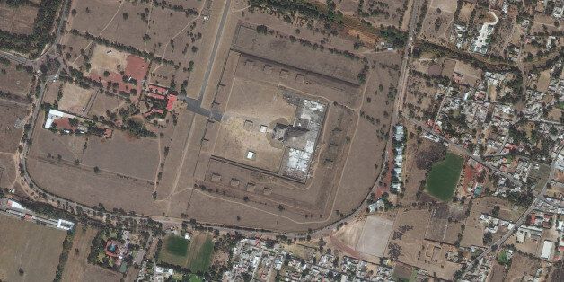 TEOTIHUACAN, TEMPLE OF THE FEATHERED SPIRIT - JANUARY 10, 2016: DigitalGlobe satellite imagery of the Temple of the Feathered Spirit at Teotihuacan. Photo DigitalGlobe via Getty Images.