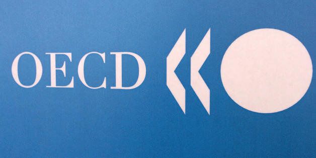 Paris, FRANCE: OECD logo taken 23 May 2006 in Paris during a press conference. AFP PHOTO JEAN AYISSI (Photo credit should read JEAN AYISSI/AFP/Getty Images)