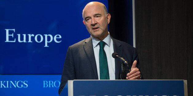 European Commission Commissioner for Economic and Financial Affairs, Taxation and Customs Pierre Moscovici speaks about 'Europe's Window of Opportunity: Seizing the Moment to Strengthen the Eurozone,' at the Brookings Institution in Washington, DC, September 18, 2017. / AFP PHOTO / SAUL LOEB (Photo credit should read SAUL LOEB/AFP/Getty Images)