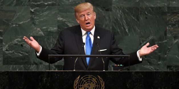 US President Donald Trump addresses the 72nd Annual UN General Assembly in New York on September 19, 2017. / AFP PHOTO / TIMOTHY A. CLARY (Photo credit should read TIMOTHY A. CLARY/AFP/Getty Images)