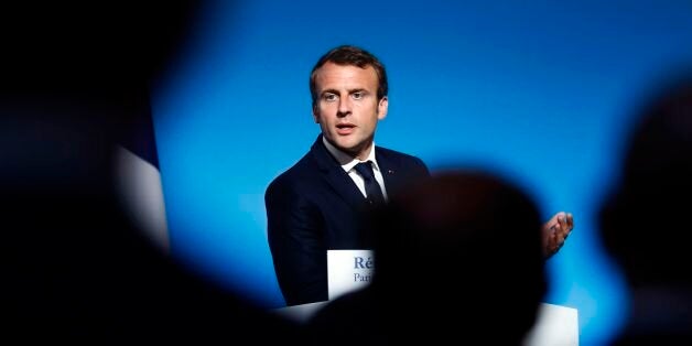 French President Emmanuel Macron delivers a speech at the Elysee Palace in Paris during the Prefects Reunion on September 5, 2017. / AFP PHOTO / POOL / ETIENNE LAURENT (Photo credit should read ETIENNE LAURENT/AFP/Getty Images)