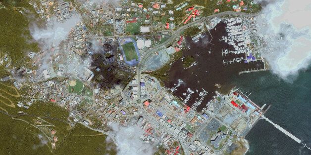 ROAD TOWN, BRITISH VIRGIN ISLANDS - SEPTEMBER 9, 2017: This is an 'after' DigitalGlobe satellite imagery of Road Town, British Virgin Islands -- after being struck by Hurricane Irma. (Photo DigitalGlobe via Getty Images)