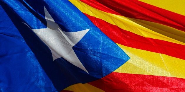 the catalan flag during the Catalonia national holiday day, in Barcelona, on September 11, 2017. One milion demonstrate in Barcelona supporting the Catalonia's independece referendum. (Photo by Urbanandsport/NurPhoto via Getty Images)