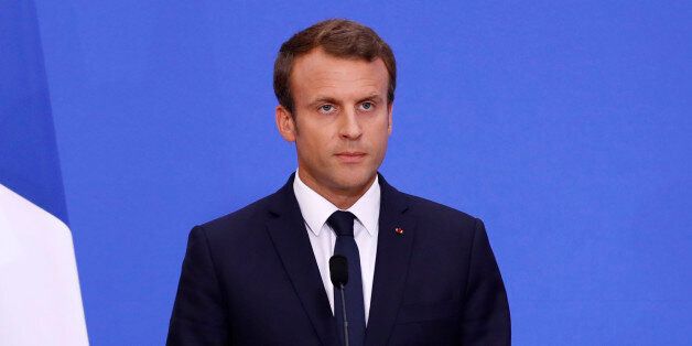 French President Emmanuel Macron speaks during a press conference at the Hotel de Beauvau at the Interior Ministry in Paris, on September 6, 2017, following a meeting on the Hurricane Irma which slammed into Caribbean islands. / AFP PHOTO / AFP PHOTO AND POOL / FRANCOIS GUILLOT (Photo credit should read FRANCOIS GUILLOT/AFP/Getty Images)