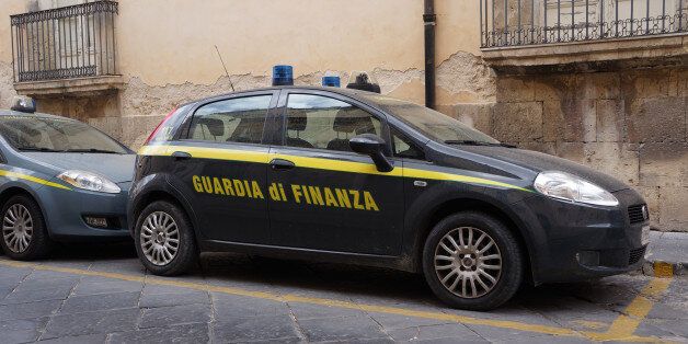 Noto, Italy. April 2017. A parked Patrol car from the Italian financial police, or Guardia di Finanza, parked on the street.