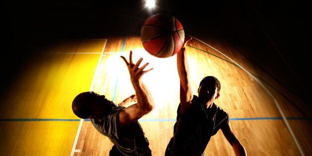 Basketball jump - dark silhouettes
