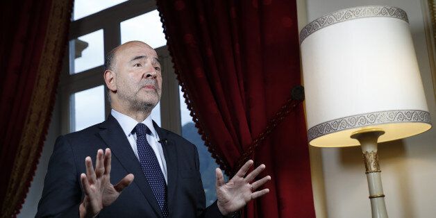 Pierre Moscovici, economic commissioner for the European Union (EU), gestures while speaking during a Bloomberg Television interview at the Ambrosetti Forum in Cernobbio, Italy, on Saturday, Sept. 2, 2017. Policy makers and business leaders meet at the forum to discuss local and global issues. Photographer: Stefan Wermuth/Bloomberg via Getty Images