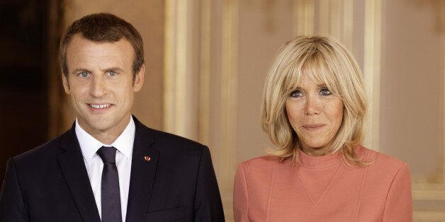 LUXEMBOURG - AUGUST 29: (L to R) France's President Emmanuel Macron, Brigitte Macron-Trogneux, France's first lady, Grand Duke Henri of Luxembourg pose for official photo during a one day state visit on August 29, 2017 in Luxembourg, Luxembourg. (Photo by Sylvain Lefevre/Getty Images)