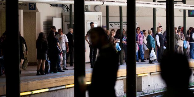 ATHENS, GREECE - APRIL 9: People wait for the metro, or subway, on April 9, 2016 in Athens, Greece. Athens has a good public transportation network. (Photo by Melanie Stetson Freeman/The Christian Science Monitor via Getty Images)