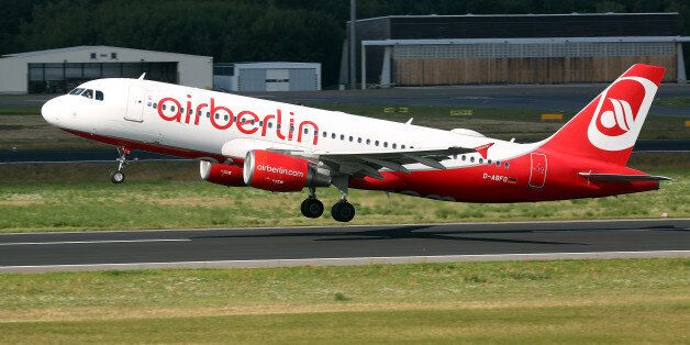 BERLIN, GERMANY - AUGUST 23: An Air Berlin airplane takes off at Tegel Airport (TXL) on August 23, 2017 in Berlin, Germany. Air Berlin's creditors are meeting to discuss acquisition of the insolvent carrier's assets. The airline has been in talks with interested parties since last week after filing for bankrupty when its major shareholder, Etihad, backed out of its funding. Lufthansa, also interested in Air Berlin's Austrian subsidy Niki, Thomas Cook, easyJet and Ryanair are all said to be participating in discussions. (Photo by Adam Berry/Getty Images)