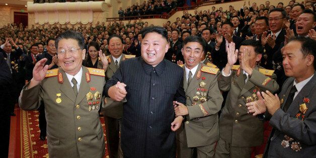 North Korean leader Kim Jong Un reacts during a celebration for nuclear scientists and engineers who contributed to a hydrogen bomb test, in this undated photo released by North Korea's Korean Central News Agency (KCNA) in Pyongyang on September 10, 2017. KCNA via REUTERS ATTENTION EDITORS - THIS PICTURE WAS PROVIDED BY A THIRD PARTY. REUTERS IS UNABLE TO INDEPENDENTLY VERIFY THE AUTHENTICITY, CONTENT, LOCATION OR DATE OF THIS IMAGE. NO THIRD PARTY SALES. SOUTH KOREA OUT. NO COMMERCIAL OR EDITORIAL SALES IN SOUTH KOREA. THIS PICTURE IS DISTRIBUTED EXACTLY AS RECEIVED BY REUTERS, AS A SERVICE TO CLIENTS. TPX IMAGES OF THE DAY